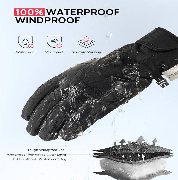 Thermal Ski Gloves - 3M Thinsulate Touch-Screen L