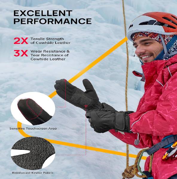 Thermal Ski Gloves - 3M Thinsulate Touch-Screen L